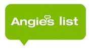 A green speech bubble with the words angie 's list written in it.